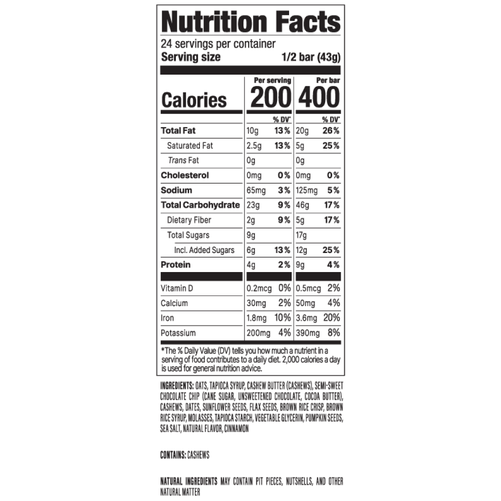 Oatmeal Chocolate Chip 3 oz. Bar 12-Pack