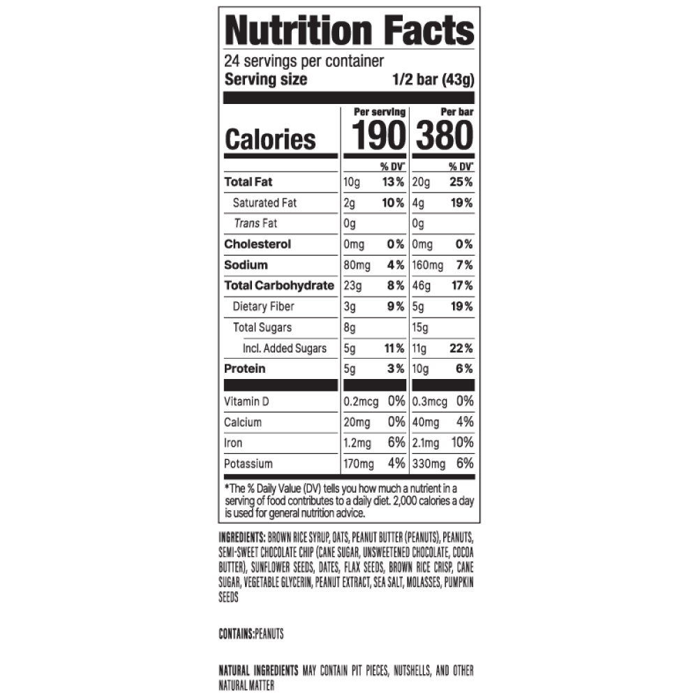 Peanut Butter Chocolate Chip 3 oz. Bar 12-Pack