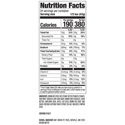 Peanut Butter Chocolate Chip 3 oz. Bar 12-Pack