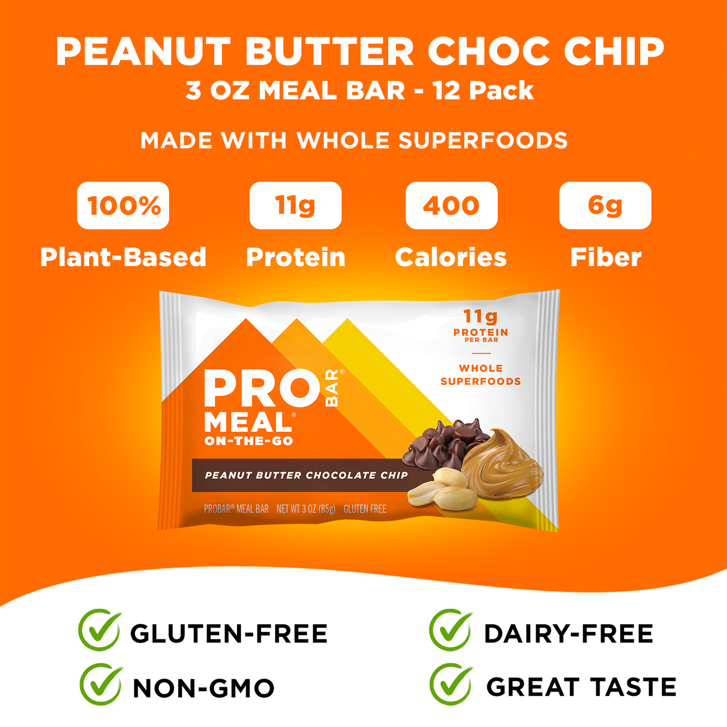 Peanut Butter Chocolate Chip 3 oz. Bar 12-Pack
