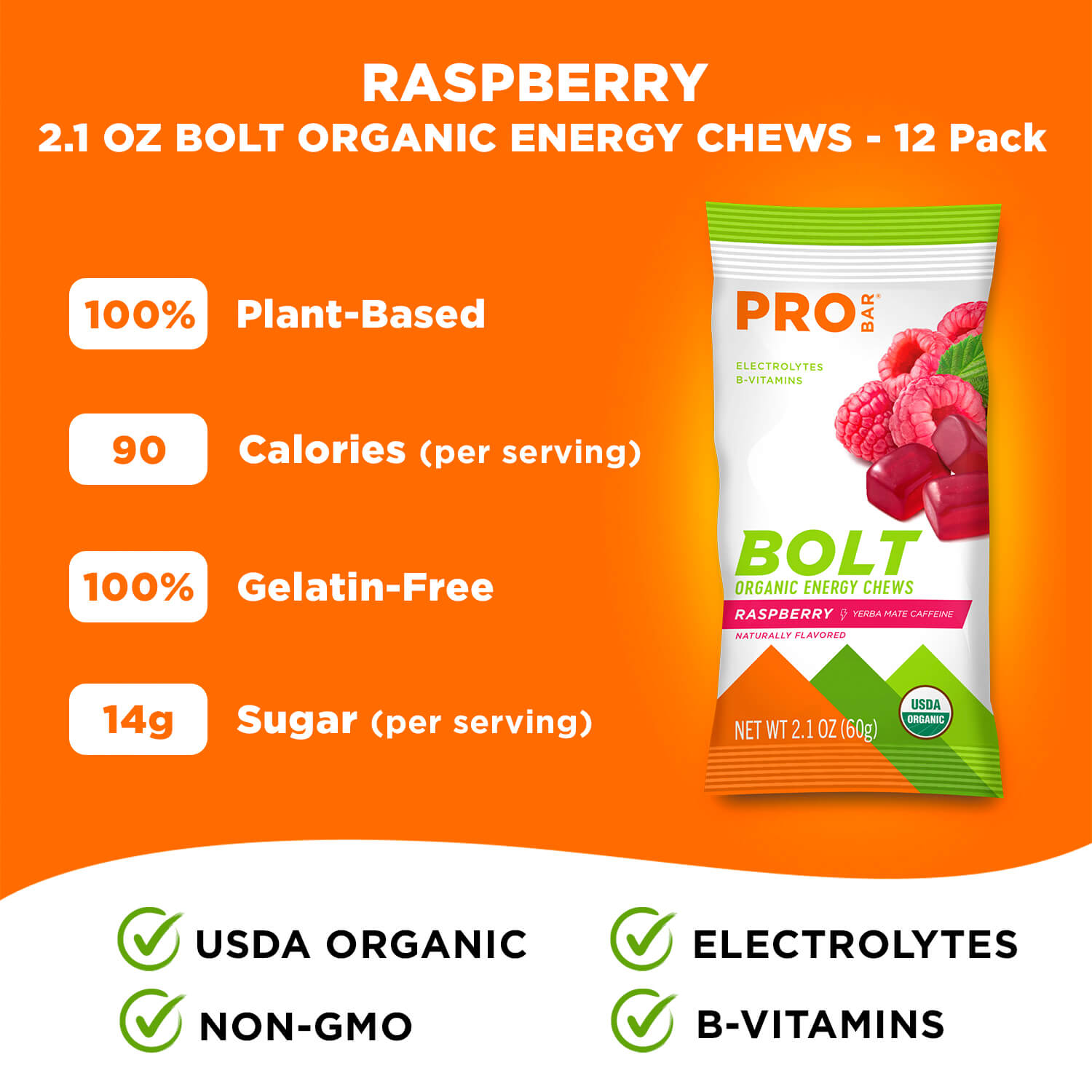 BOLT Energy Chew Raspberry 12pack PROBAR